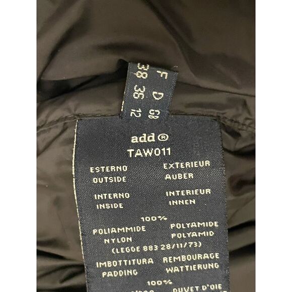 ADD Down Quilted Puffer Hooded Goose Vest Women Size US 4 IT 42 Black Italy Zip - Picture 7 of 9
